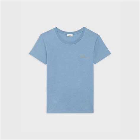 baby blue celine shirt|EMBROIDERED COTTON BLOUSE .